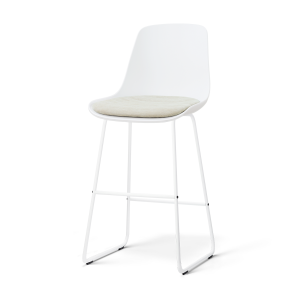 Nino-Liv barkruk wit met naturelbeige zitkussen - wit onderstel - 75 cm