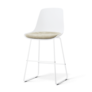 Nino-Liv barkruk wit met nougatbruin zitkussen - wit onderstel - 75 cm