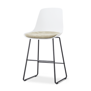 Nino-Liv barkruk wit met nougatbruin zitkussen - zwart onderstel - 65 cm