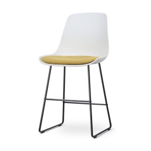 Nino-Liv barkruk wit met okergeel zitkussen - zwart onderstel - 65 cm