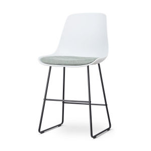 Nino-Liv barkruk wit met zacht groen zitkussen - zwart onderstel - 65 cm