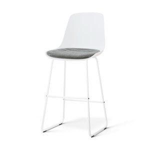 Nino-Liv barkruk wit met zeegrijs zitkussen - wit onderstel - 75 cm