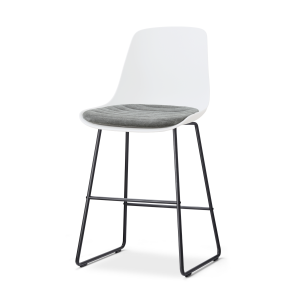 Nino-Liv barkruk wit met zeegrijs zitkussen - zwart onderstel - 65 cm