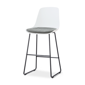 Nino-Liv barkruk wit met zeegrijs zitkussen - zwart onderstel - 75 cm