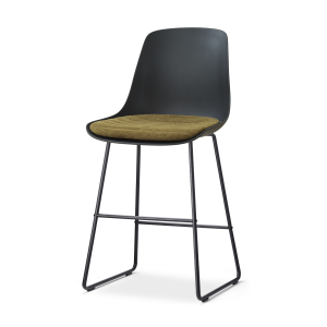 Nino-Liv barkruk zwart met mosgroen zitkussen - zwart onderstel - 65 cm