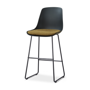 Nino-Liv barkruk zwart met mosgroen zitkussen - zwart onderstel - 75 cm