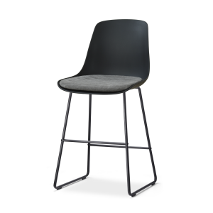 Nino-Liv barkruk zwart met zeegrijs zitkussen - zwart onderstel - 65 cm