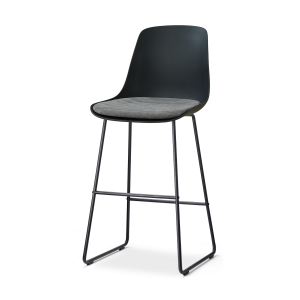 Nino-Liv barkruk zwart met zeegrijs zitkussen - zwart onderstel - 75 cm