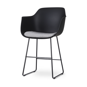 Nino-Liz bakruk zwart met lichtgrijs zitkussen - zwart onderstel - 65 cm