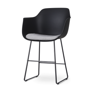 Nino-Liz bakruk zwart met lichtgrijs zitkussen - zwart onderstel - 65 cm