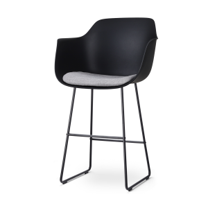 Nino-Liz bakruk zwart met lichtgrijs zitkussen - zwart onderstel - 75 cm