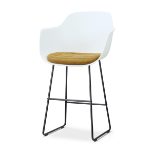 Nino-Liz barkruk wit met mosgroen zitkussen - zwart onderstel - 75 cm