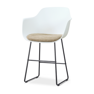 Nino-Liz barkruk wit met nougatbruin zitkussen - zwart onderstel - 65 cm