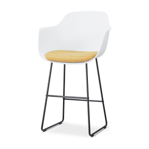 Nino-Liz barkruk wit met warm oker zitkussen - zwart onderstel - 75 cm