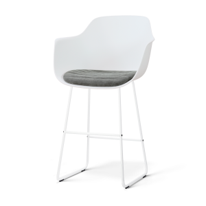 Nino-Liz barkruk wit met zeegrijs zitkussen - wit onderstel - 75 cm