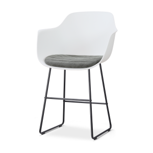 Nino-Liz barkruk wit met zeegrijs zitkussen - zwart onderstel - 65 cm