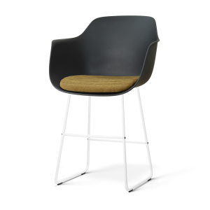 Nino-Liz barkruk zwart met mosgroen zitkussen - wit onderstel - 65 cm