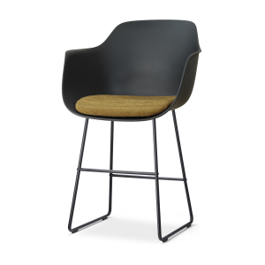 Nino-Liz barkruk zwart met mosgroen zitkussen - zwart onderstel - 65 cm