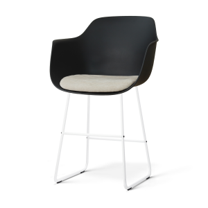 Nino-Liz barkruk zwart met naturelbeige zitkussen - wit onderstel - 65 cm