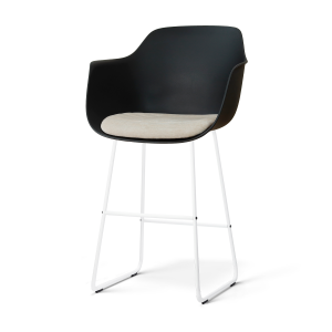 Nino-Liz barkruk zwart met naturelbeige zitkussen - wit onderstel - 75 cm