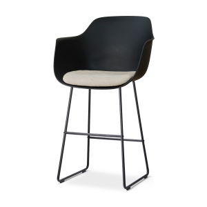 Nino-Liz barkruk zwart met naturelbeige zitkussen - zwart onderstel - 75 cm