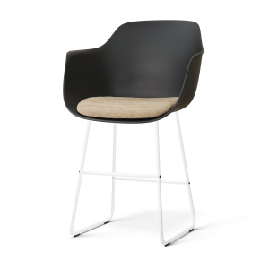 Nino-Liz barkruk zwart met nougatbruin zitkussen - wit onderstel - 65 cm