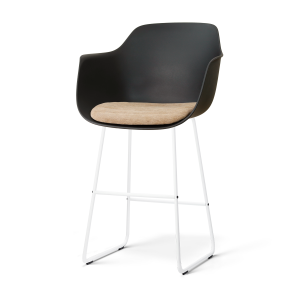 Nino-Liz barkruk zwart met nougatbruin zitkussen - wit onderstel - 75 cm