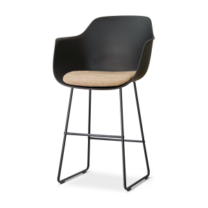 Nino-Liz barkruk zwart met nougatbruin zitkussen - zwart onderstel - 75 cm