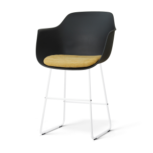 Nino-Liz barkruk zwart met warm oker zitkussen - wit onderstel - 65 cm