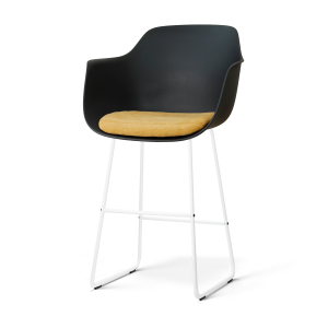 Nino-Liz barkruk zwart met warm oker zitkussen - wit onderstel - 75 cm