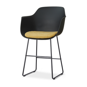 Nino-Liz barkruk zwart met warm oker zitkussen - zwart onderstel - 65 cm