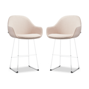 Nino-Mae barkruk beige - wit onderstel - 65 cm - set van 2