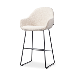 Nino-Mae barkruk bouclé beige - zwart onderstel - 65 cm