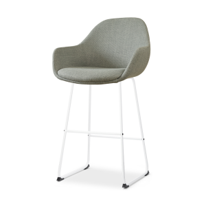 Nino-Mae barkruk saliegroen - wit onderstel - 75 cm