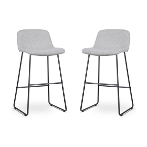 Nino-Mats barkruk lichtgrijs - zwart onderstel - 75 cm - set van 2