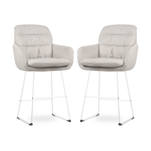 Nino-Mia barkruk beige - wit onderstel - 65 cm - set van 2