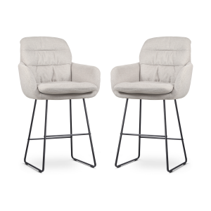 Nino-Mia barkruk beige - zwart onderstel - 65 cm - set van 2