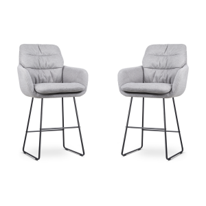 Nino-Mia barkruk grijs - zwart onderstel - 65 cm - set van 2