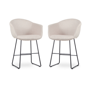 Nino-Otis barkruk beige - zwart onderstel - 65 cm - set van 2