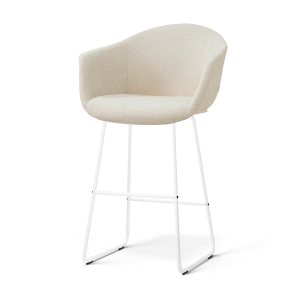 Nino-Otis barkruk cottonbeige - wit onderstel - 75 cm