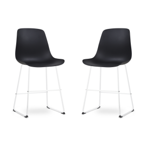 Nino-Pip barkruk zwart - wit onderstel - 65 cm - set van 2