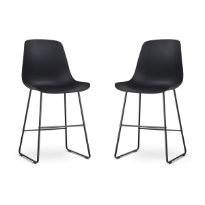 Nino-Pip barkruk zwart - zwart onderstel - 65 cm - set van 2