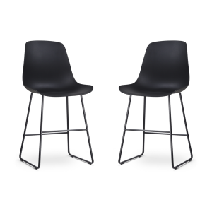 Nino-Pip barkruk zwart - zwart onderstel - 65 cm - set van 2