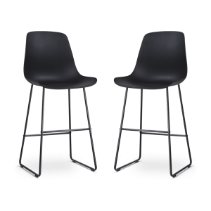 Nino-Pip barkruk zwart - zwart onderstel - 75 cm - set van 2