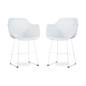 Nino-Puk barkruk wit - wit onderstel - 65 cm - set van 2