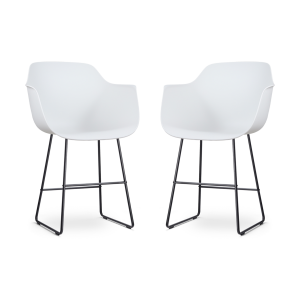 Nino-Puk barkruk wit - zwart onderstel - 65 cm - set van 2