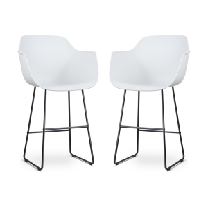 Nino-Puk barkruk wit - zwart onderstel - 75 cm - set van 2