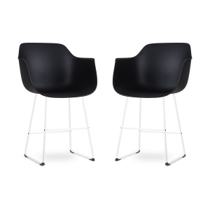 Nino-Puk barkruk zwart - wit onderstel - 65 cm - set van 2