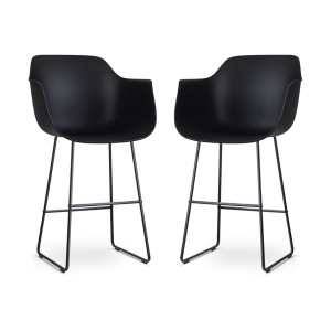 Nino-Puk barkruk zwart - zwart onderstel - 75 cm - set van 2