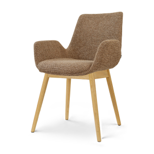 Nio-Eef eetkamerstoel bruin blend - houten onderstel